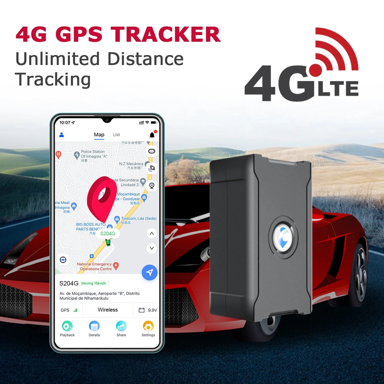 4G GPS Tracker – Real-Time Car Locator, Route Playback, Over-Speed Alarm (Subscription Required)