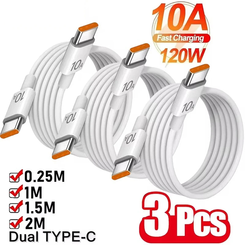 120W Super Fast Charging USB-C to USB-C Cable 10A – High-Speed Data & Charging for iPhone, Samsung & Xiaomi