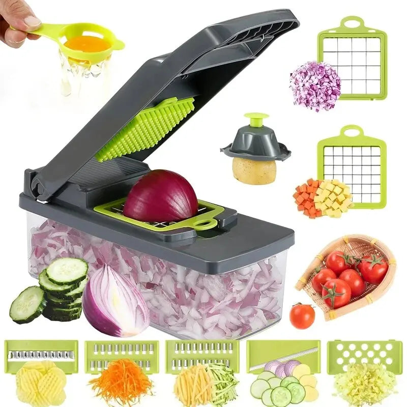 16pcs Vegetable Chopper Set – Onion & Food Slicer Dicer