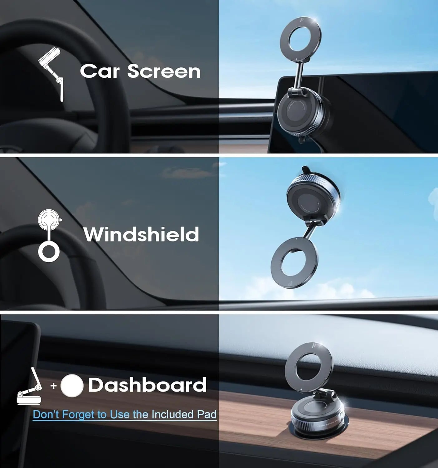 Strong Magnetic 360° Vacuum Suction Foldable Car Phone Holder