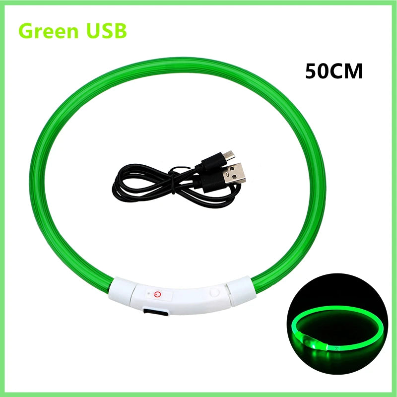 USB Rechargeable LED Glowing Pet Collar (Adjustable)
