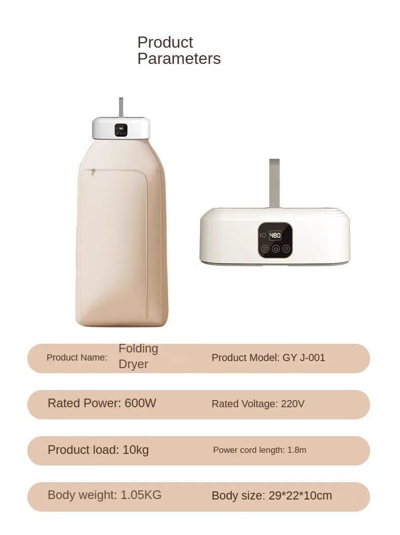 “Remote Control Electric Clothes Dryer – Multifunctional, Warm Air, Timer