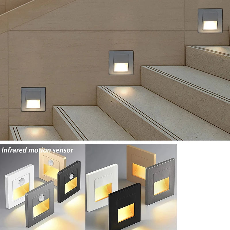 PIR Motion Sensor LED Night Light AC 110–240V for Wall & Staircase