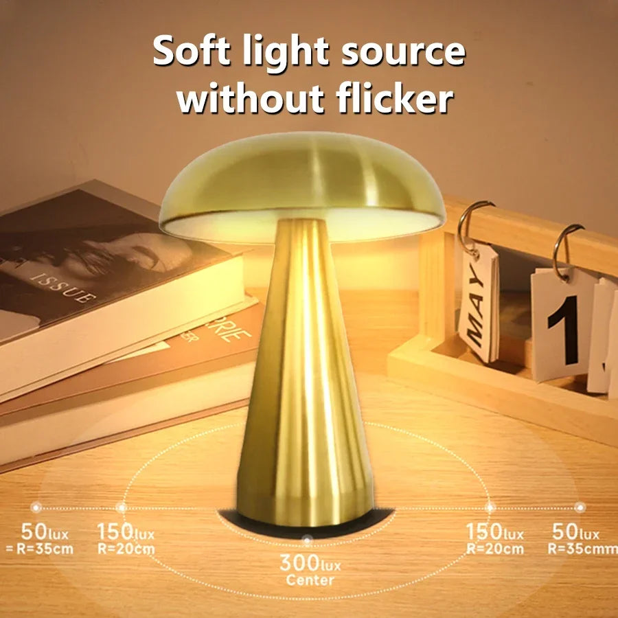 Retro LED Touch Table Lamp – 3 Colors, Rechargeable, Bedside & Outdoor Light
