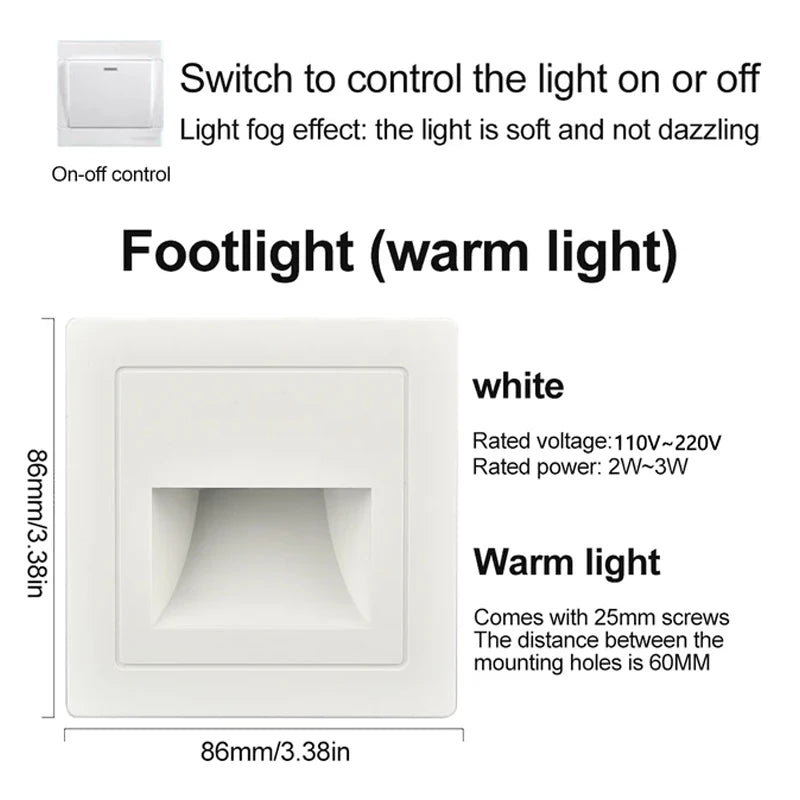 PIR Motion Sensor LED Night Light AC 110–240V for Wall & Staircase