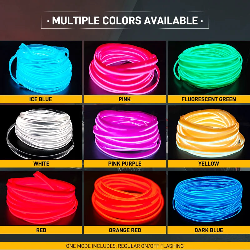 1–5m LED decorative light – flexible neon strip with USB for car, party, and ambient lighting