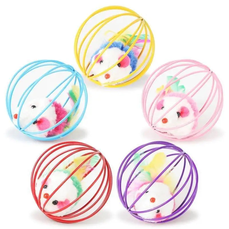 Colorful Cat Mouse Toy  Interactive Chase in Cage