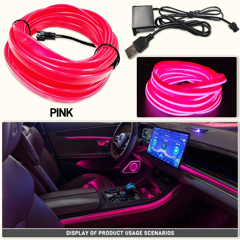 1–5m LED decorative light – flexible neon strip with USB for car, party, and ambient lighting