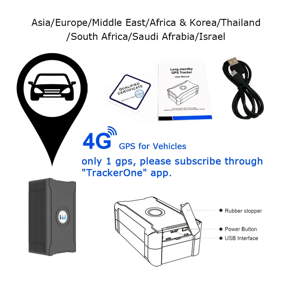 4G GPS Tracker – Real-Time Car Locator, Route Playback, Over-Speed Alarm (Subscription Required)