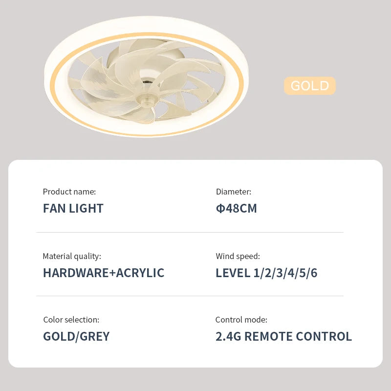 Ceiling Fan Light – Modern LED, Remote Control, Bedroom/Living Room Use