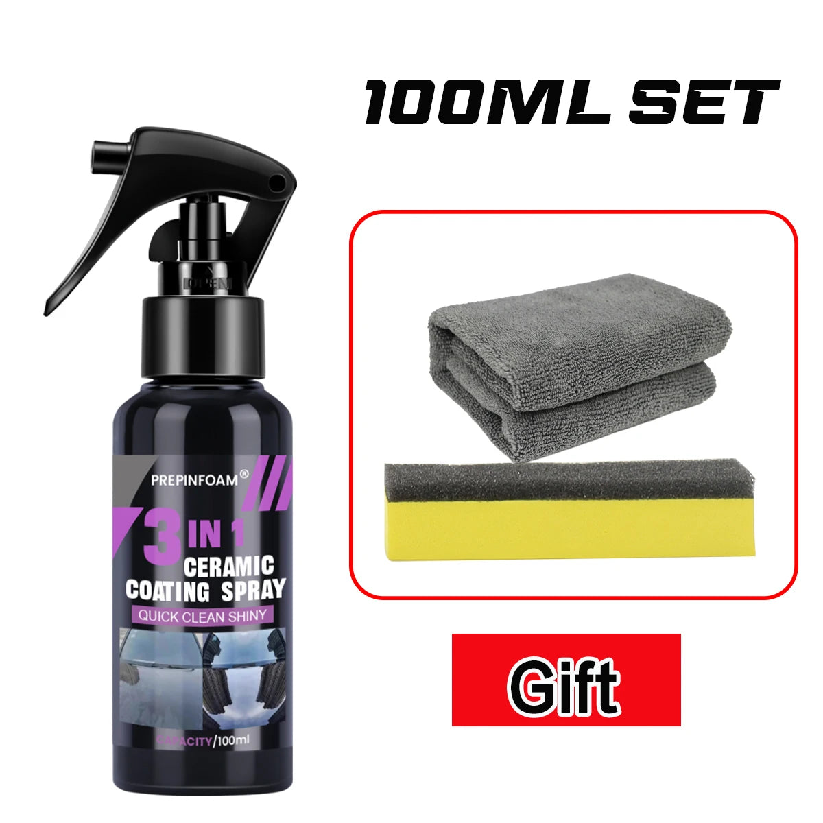 3-in-1 Car Ceramic Nano Coating  Hydrophobic Paint Polish & Protection