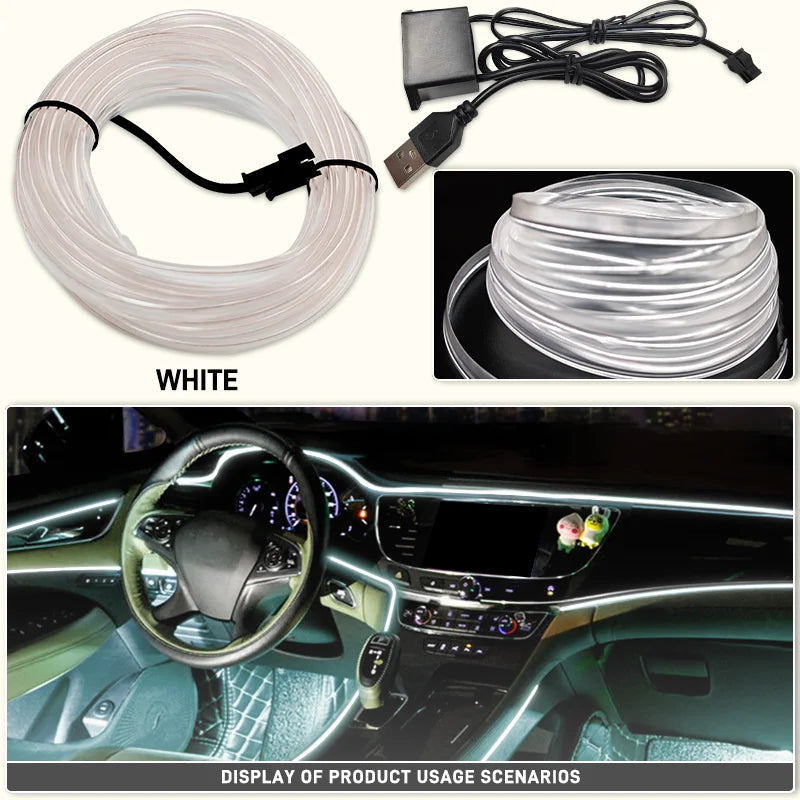 1–5m LED decorative light – flexible neon strip with USB for car, party, and ambient lighting
