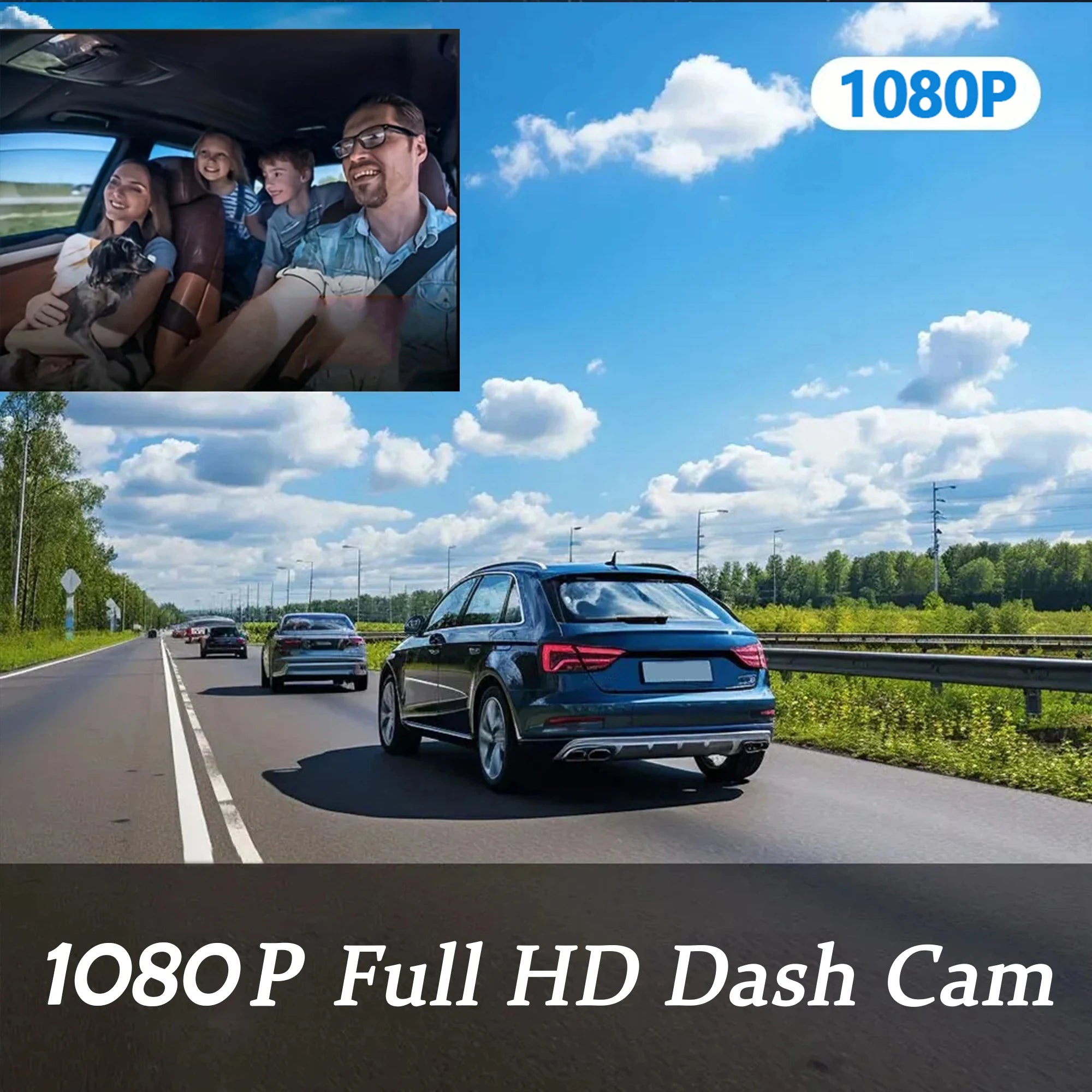 Dual Lens Full HD 1080P Car Dash Cam (Front + Cabin Recorder)