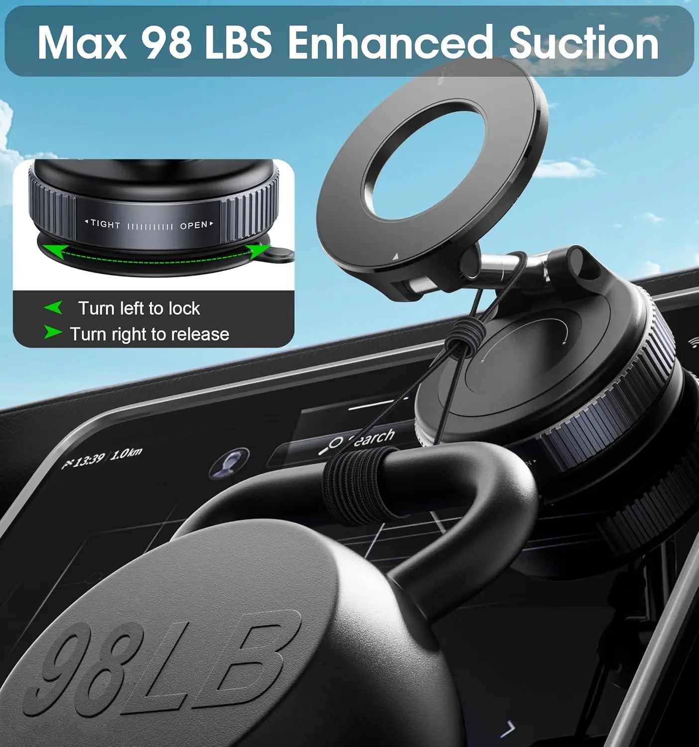 Strong Magnetic 360° Vacuum Suction Foldable Car Phone Holder