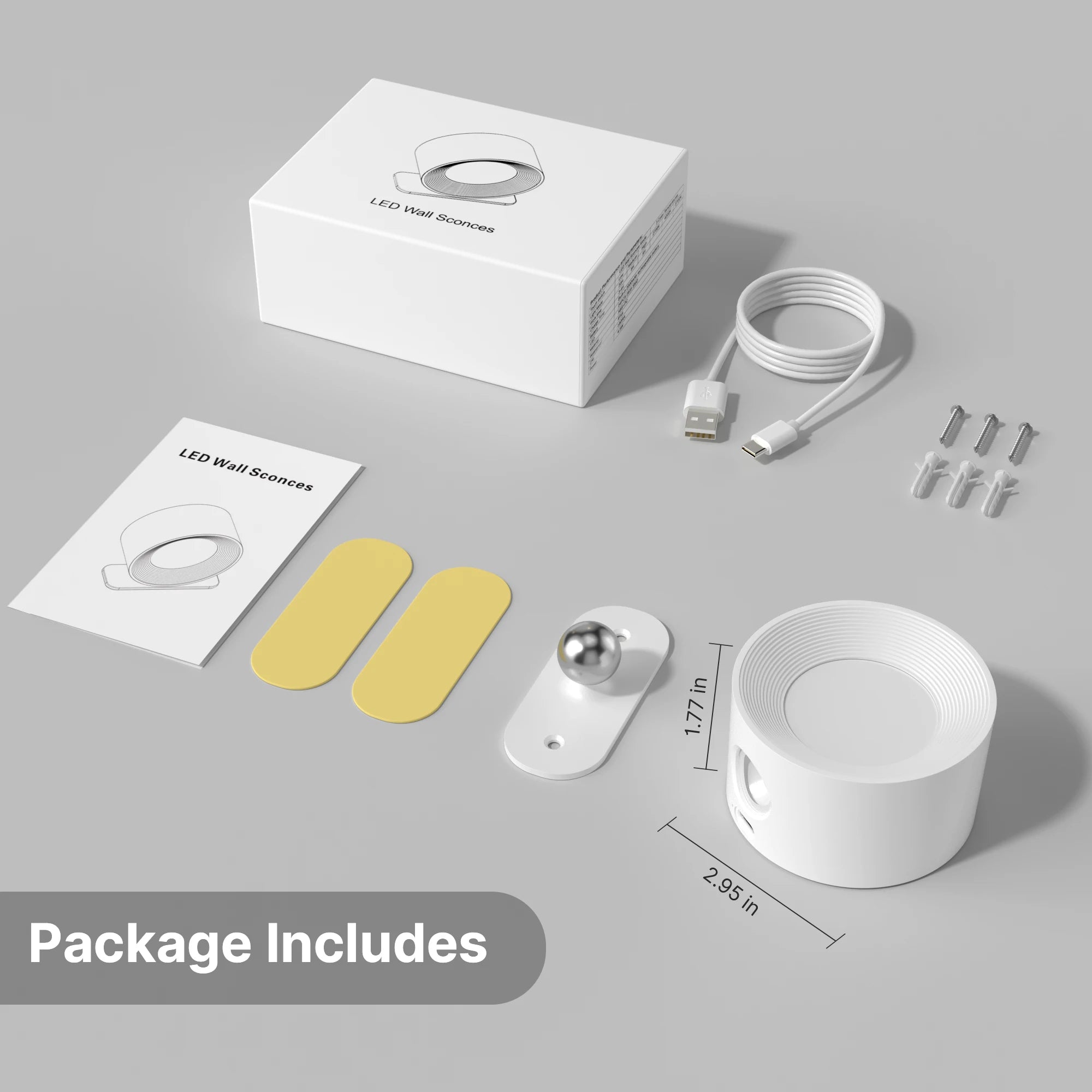 LED Rechargeable Wall Lamp 360° Adjustable Modern Indoor Light