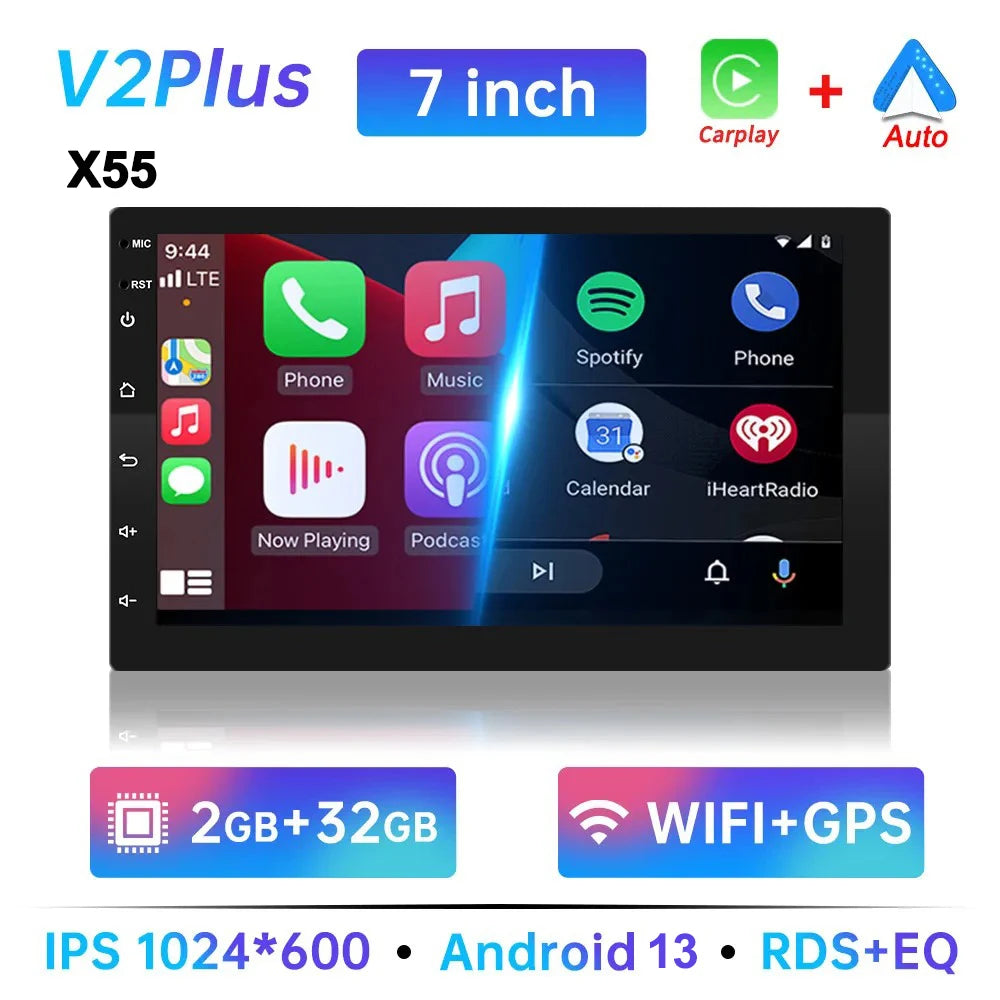 Android 13 2DIN Car Radio 7–10” GPS BT (32/64GB)