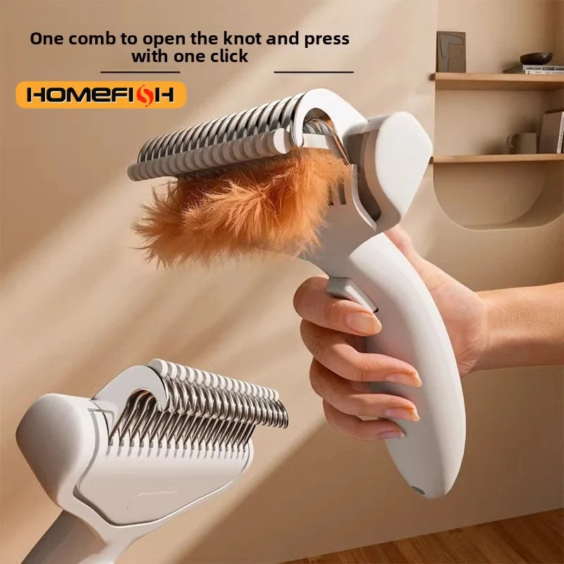 Floating Stainless Steel Pet Hair Removal Brush (Curved Design)