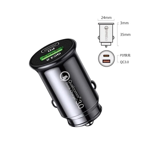 100W Mini Car Charger with Dual USB & Type-C Fast Charging for iPhone 15 Pro Max, Samsung & Huawei