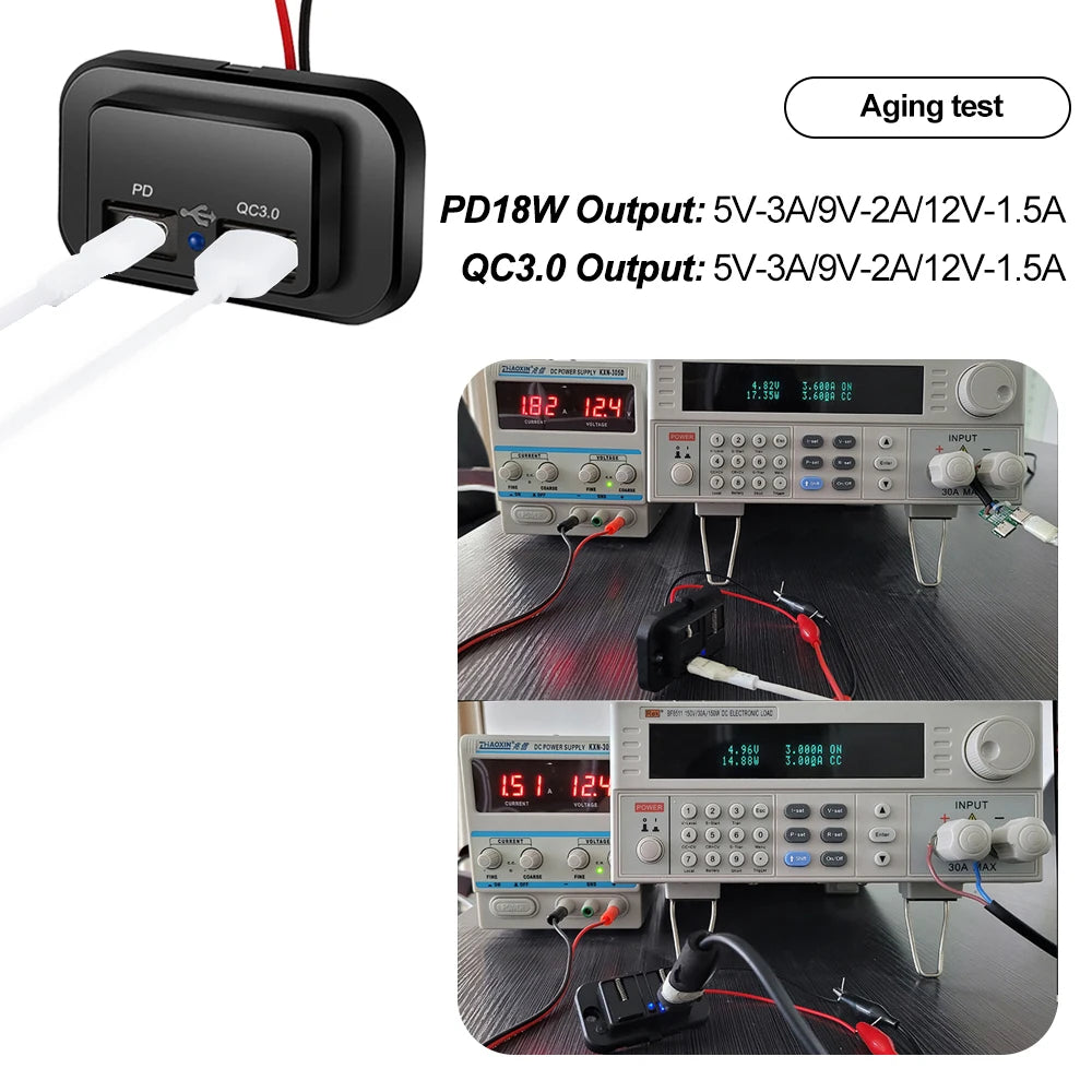 Dual USB Fast Car Charger (PD + QC3.0) med LED