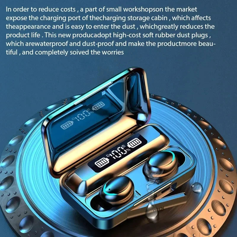 F9 TWS Wireless Bluetooth Earphones with LED Display, Waterproof Noise Reduction