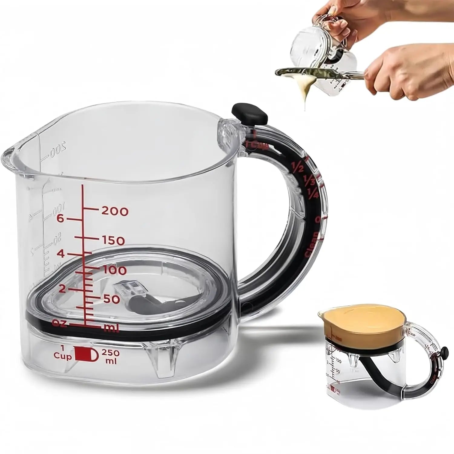 4-in-1 Adjustable Measuring Cup – Multi Kitchen Tool with Scraper Base