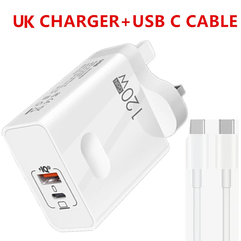 120W USB-C Fast Charger (PD + QC3.0)
