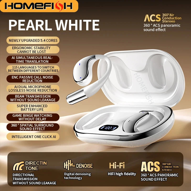 HOMEFISH Q16 3-in-1 AI Translator Earbuds 144 Languages Noise Cancelling Headset Instant Translator Smart Voice Real Time
