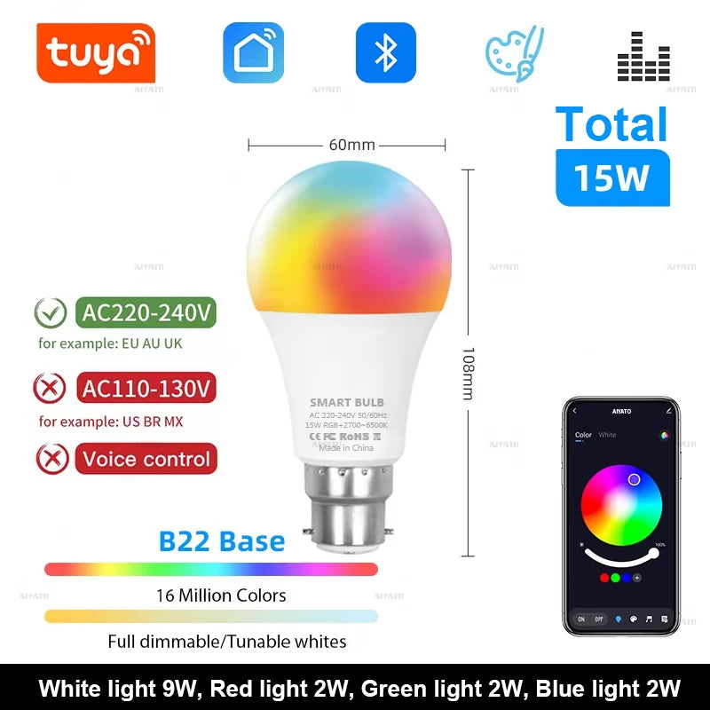 Tuya Smart RGB LED Bulb 15W/18W