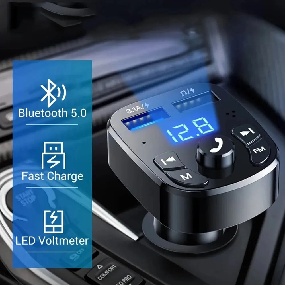 Car MP3 Player Bluetooth 5.0 FM Transmitter + Dual USB Charger