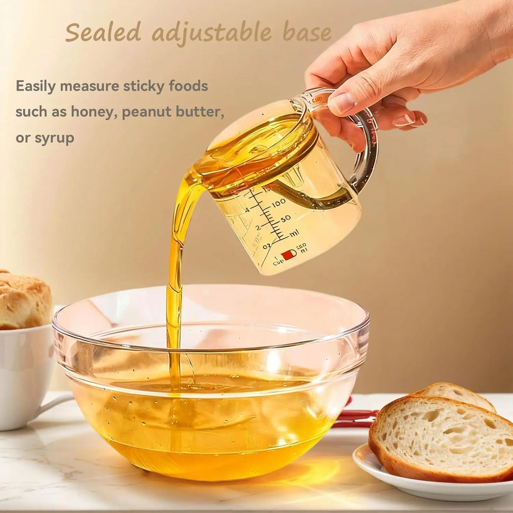 4-in-1 Adjustable Measuring Cup – Multi Kitchen Tool with Scraper Base
