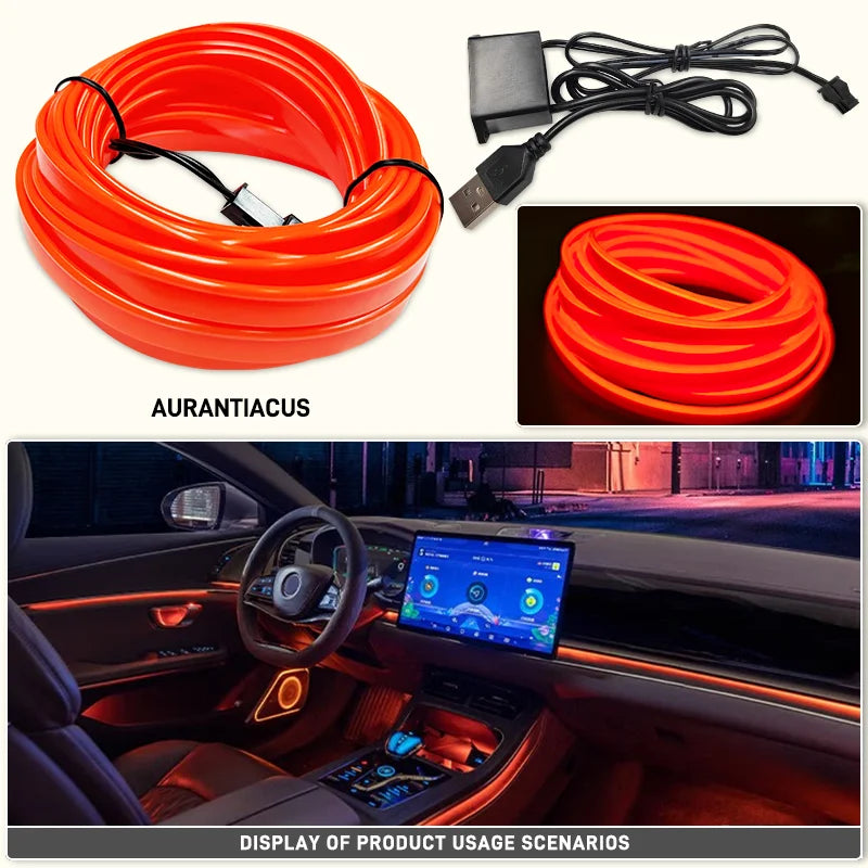 1–5m LED decorative light – flexible neon strip with USB for car, party, and ambient lighting