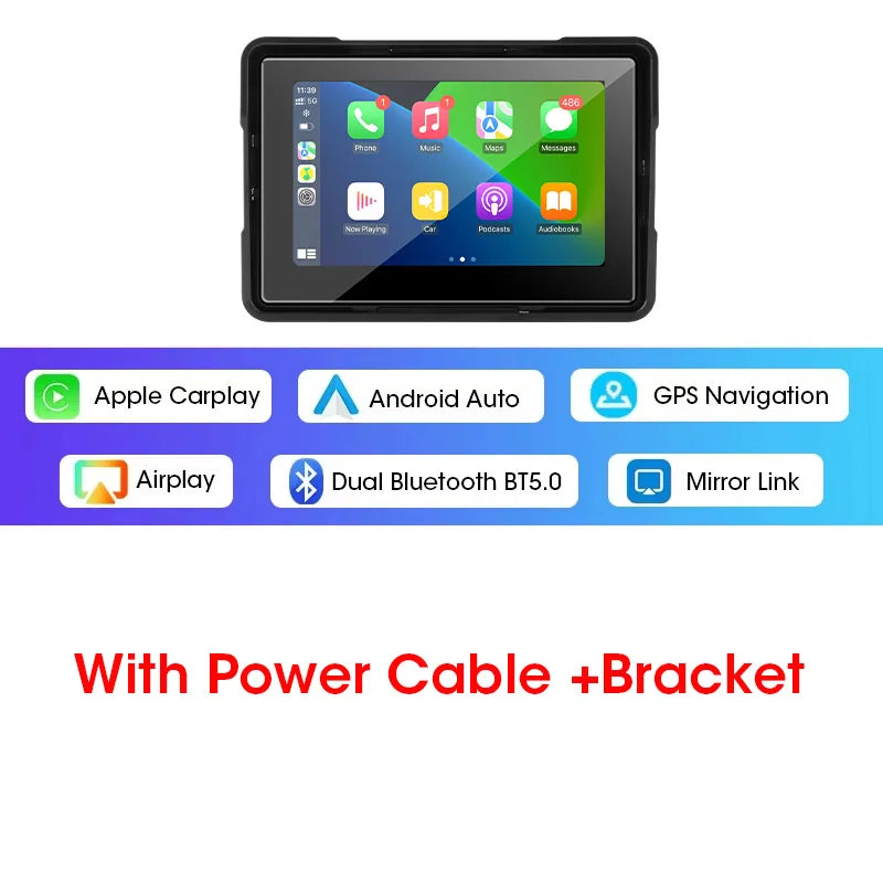 Jansite 5/7" CarPlay Motorcycle GPS DVR Wireless Android Auto IPX7 Monitor