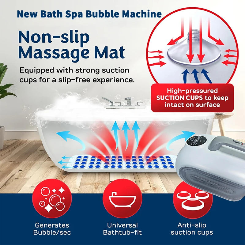 Portable Spa Bubble Bath Massager with Pillow & Anti-Slip Pad