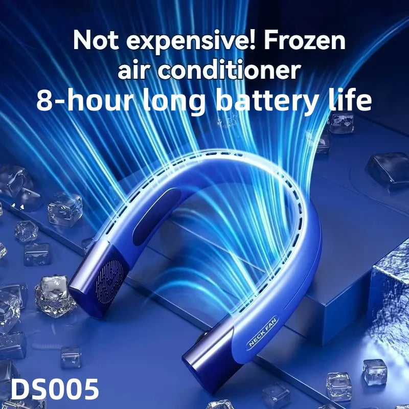 Neck Fan 8000mAh – Bladeless USB Mini Air Cooler LED Display