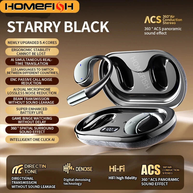 HOMEFISH Q16 3-in-1 AI Translator Earbuds 144 Languages Noise Cancelling Headset Instant Translator Smart Voice Real Time