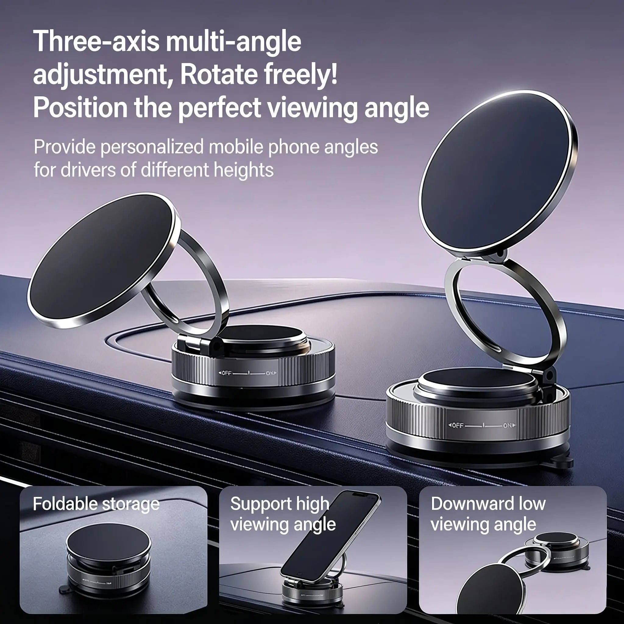 Magnetic 360° Rotatable Foldable Suction Cup Car Phone Holder