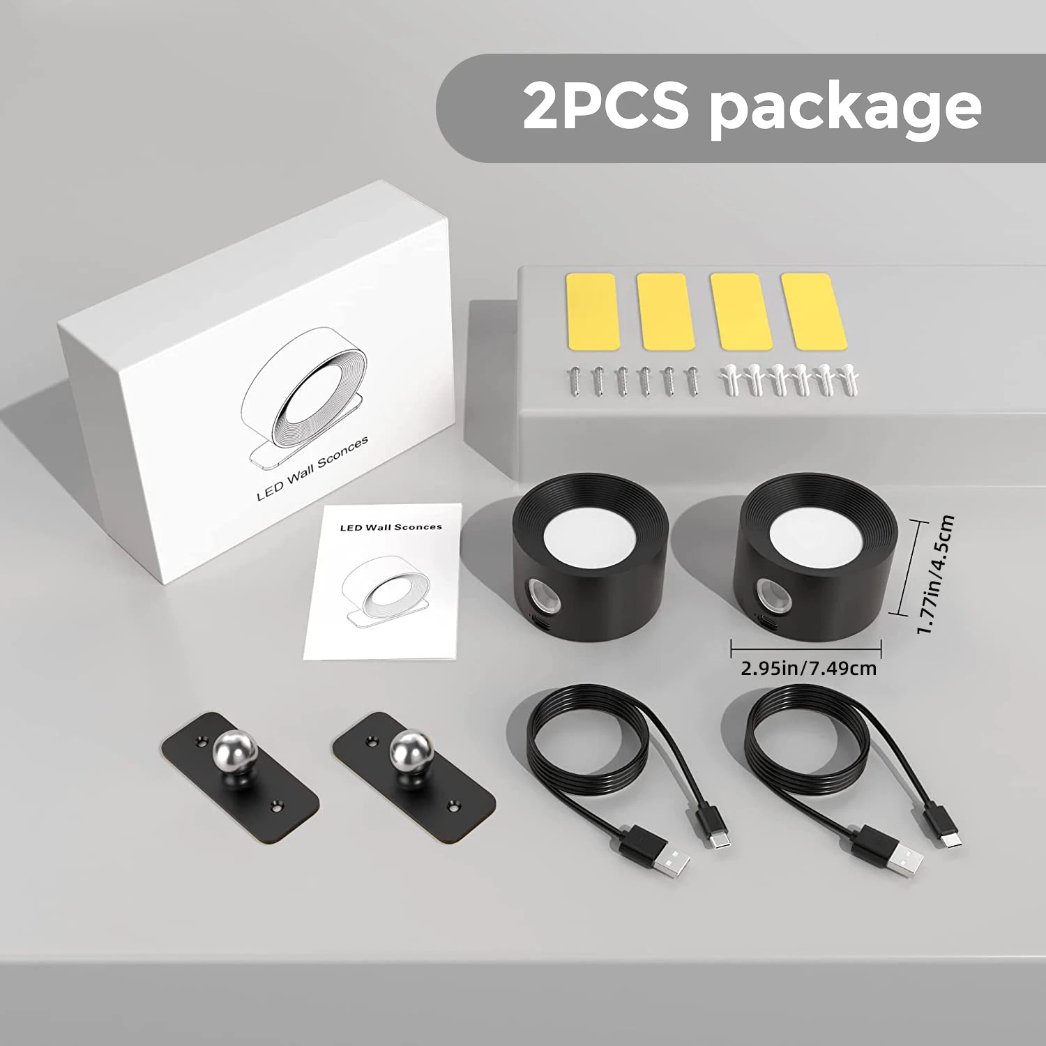 LED Rechargeable Wall Lamp 360° Adjustable Modern Indoor Light