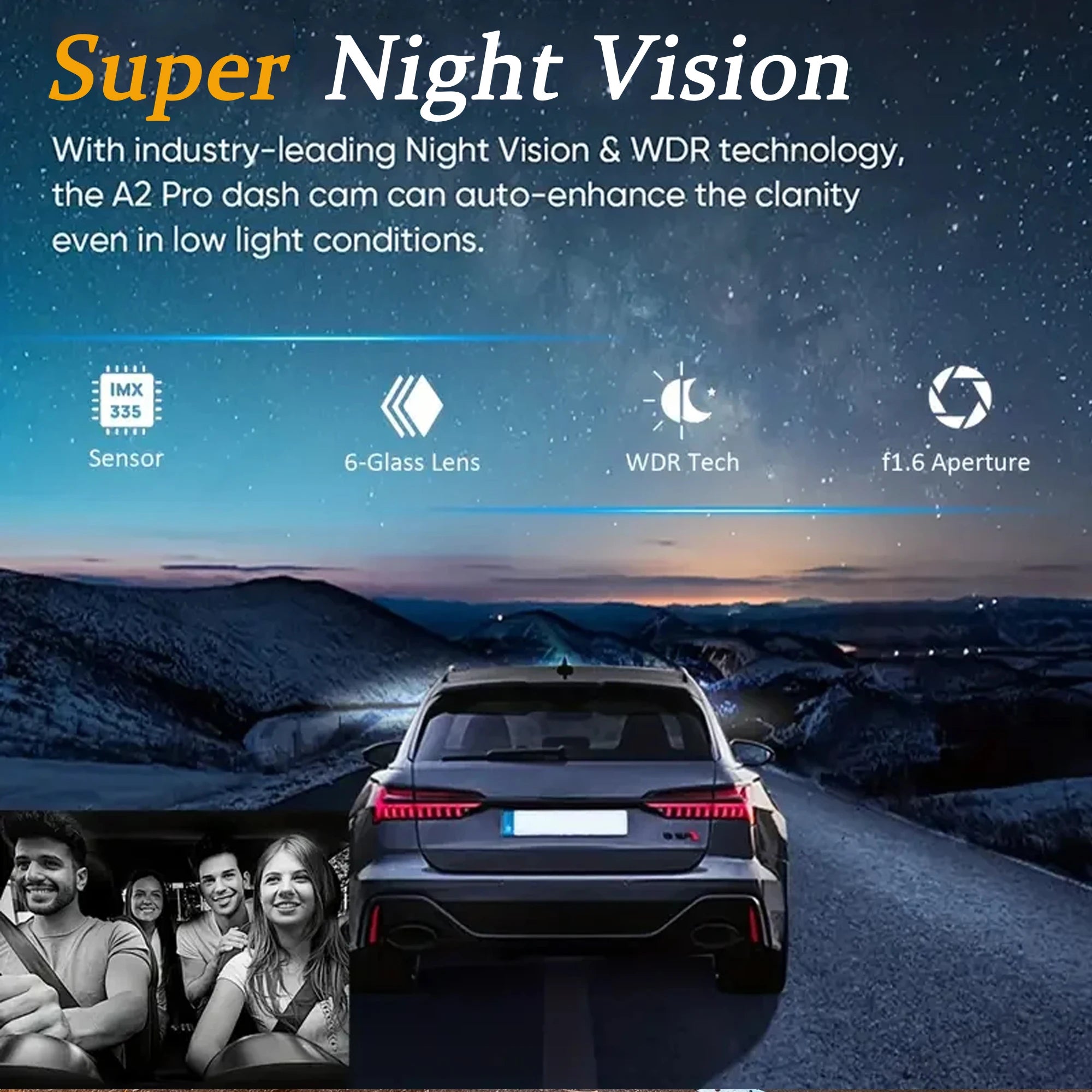 Dual Lens Full HD 1080P Car Dash Cam (Front + Cabin Recorder)