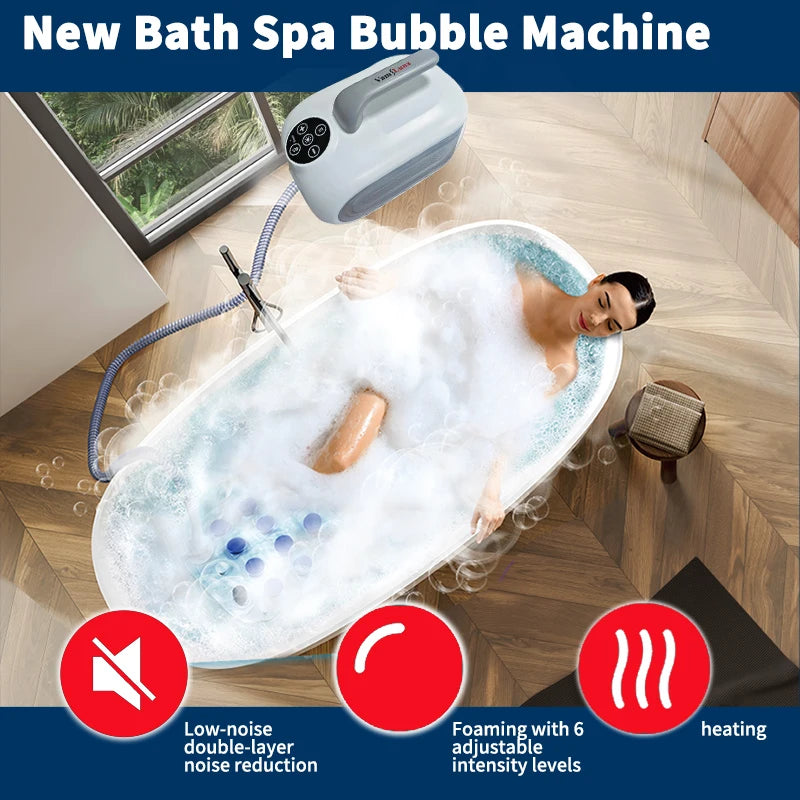 Portable Spa Bubble Bath Massager with Pillow & Anti-Slip Pad