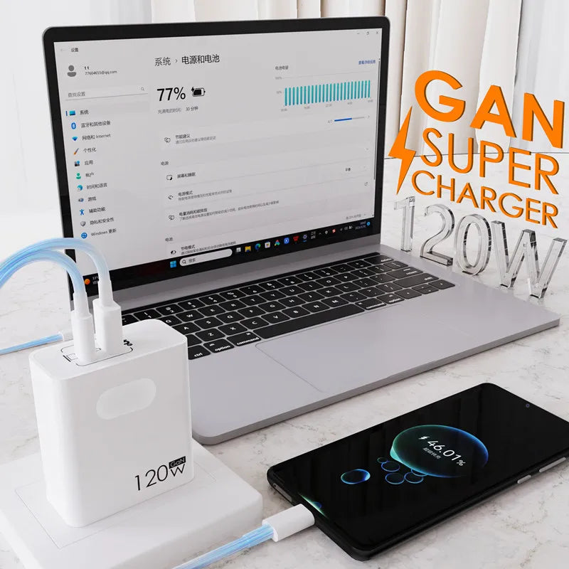 120W USB-C Fast Charger (PD + QC3.0)