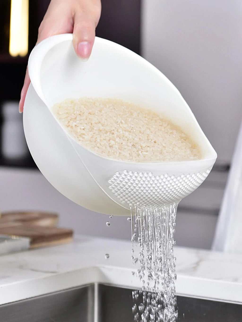 1/3 pcs – Colander Rice & Fruit Bowl with Handle, Kitchen Washing/Drain Basket