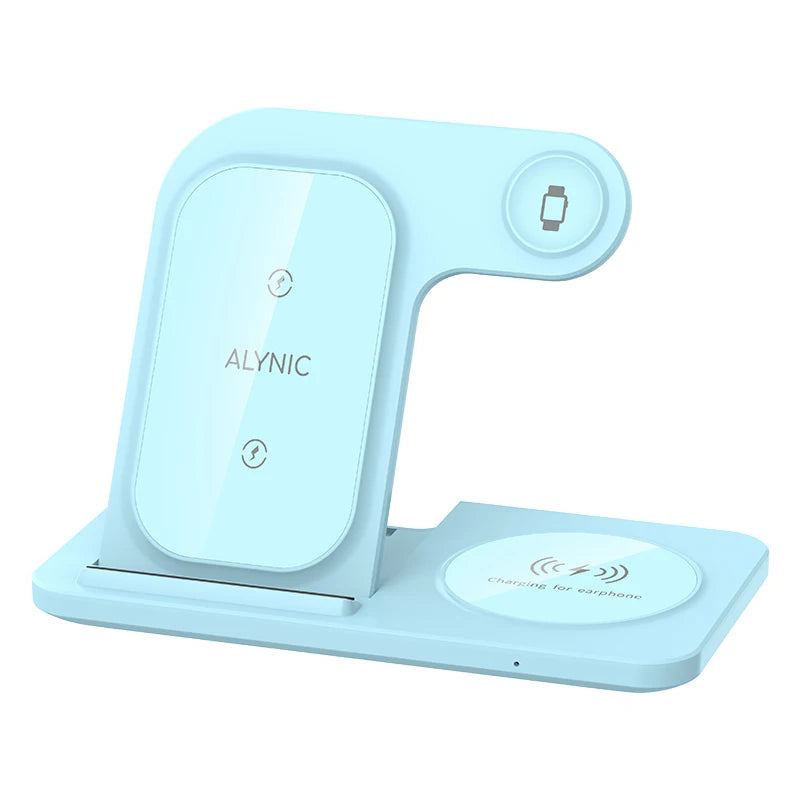 3‑in‑1 Fast Wireless Charger Stand – Foldable, LED Indicator, for Apple Devices