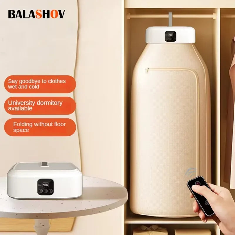“Remote Control Electric Clothes Dryer – Multifunctional, Warm Air, Timer