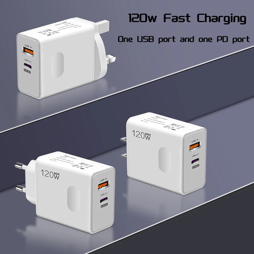 120W USB-C Fast Charger (PD + QC3.0)