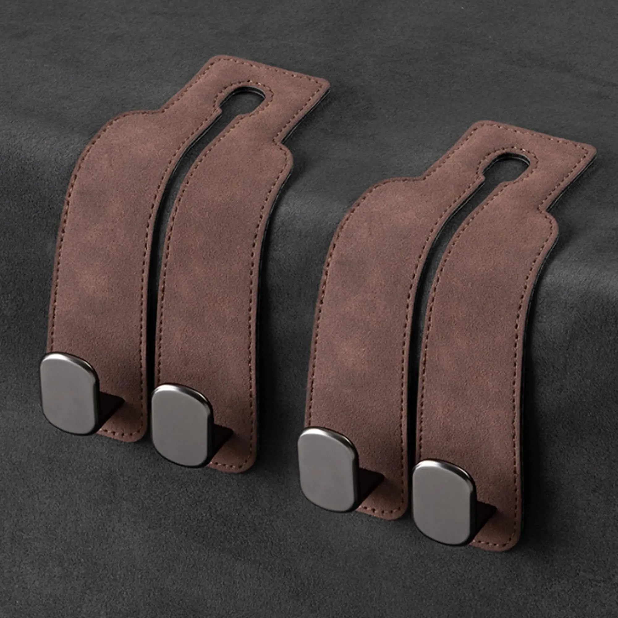 Universal 2-in-1 Car Seat Headrest Hook (Metal, Leather)
