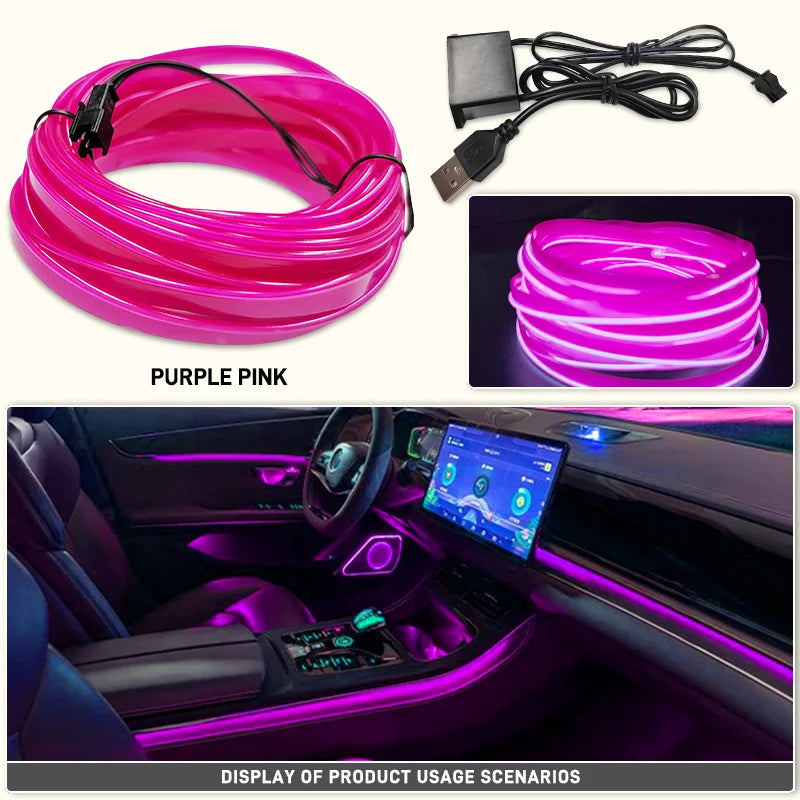 1–5m LED decorative light – flexible neon strip with USB for car, party, and ambient lighting