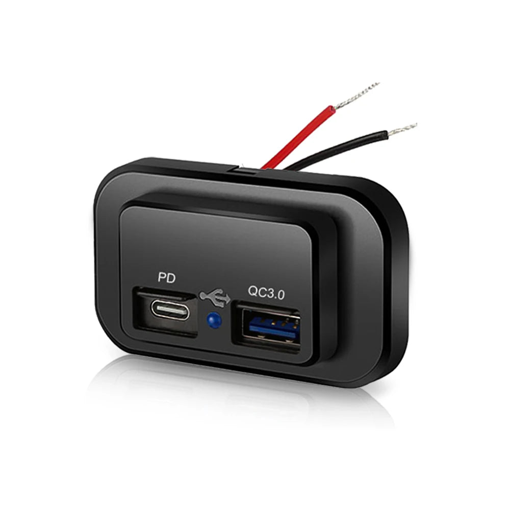 Dual USB Fast Car Charger (PD + QC3.0) med LED
