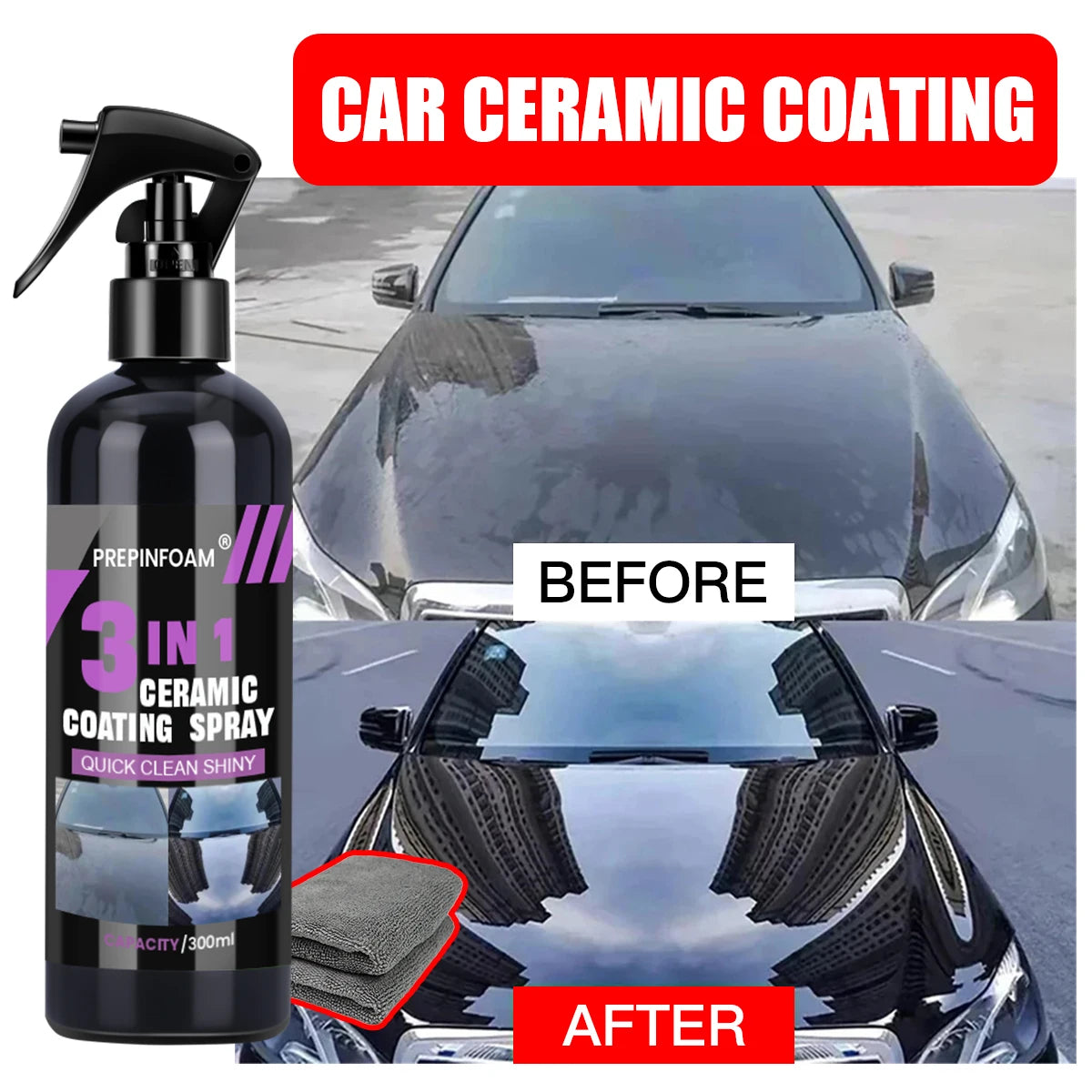 3-in-1 Car Ceramic Nano Coating  Hydrophobic Paint Polish & Protection
