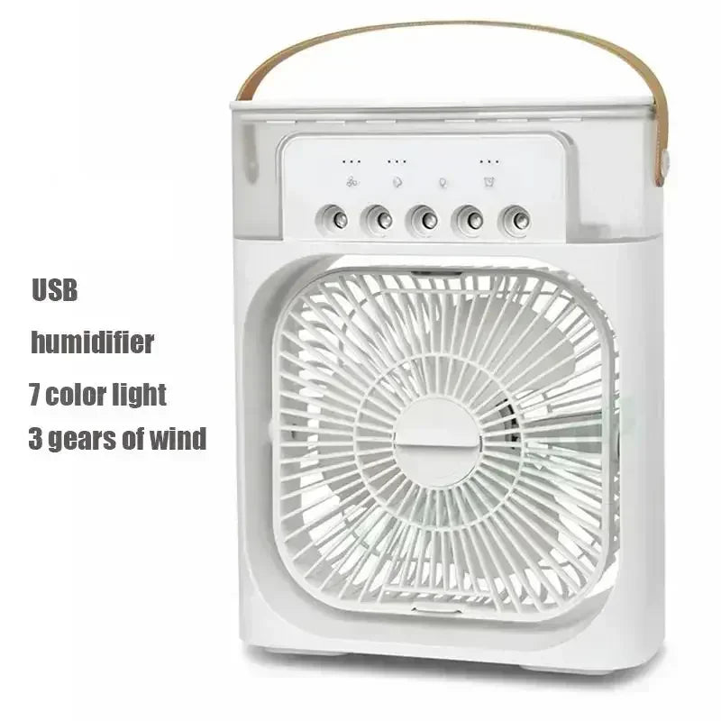3-in-1 Mini Air Cooler Fan – Humidifier, LED Night Light, Portable Home/Office Fan