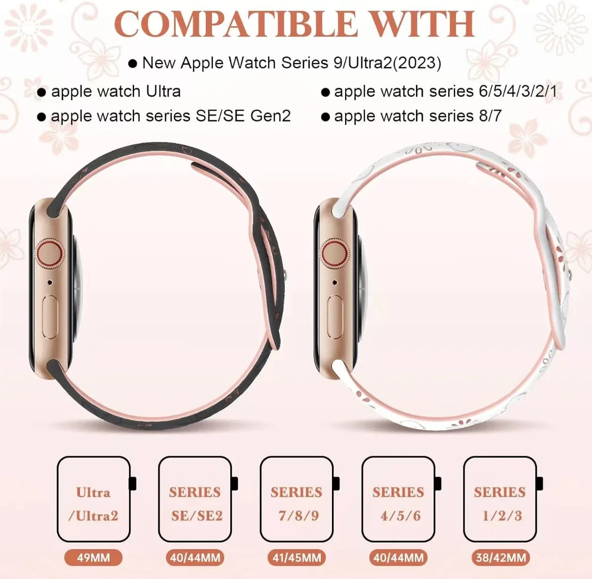 Apple Watch Engraved Silicone Band (40–49mm)